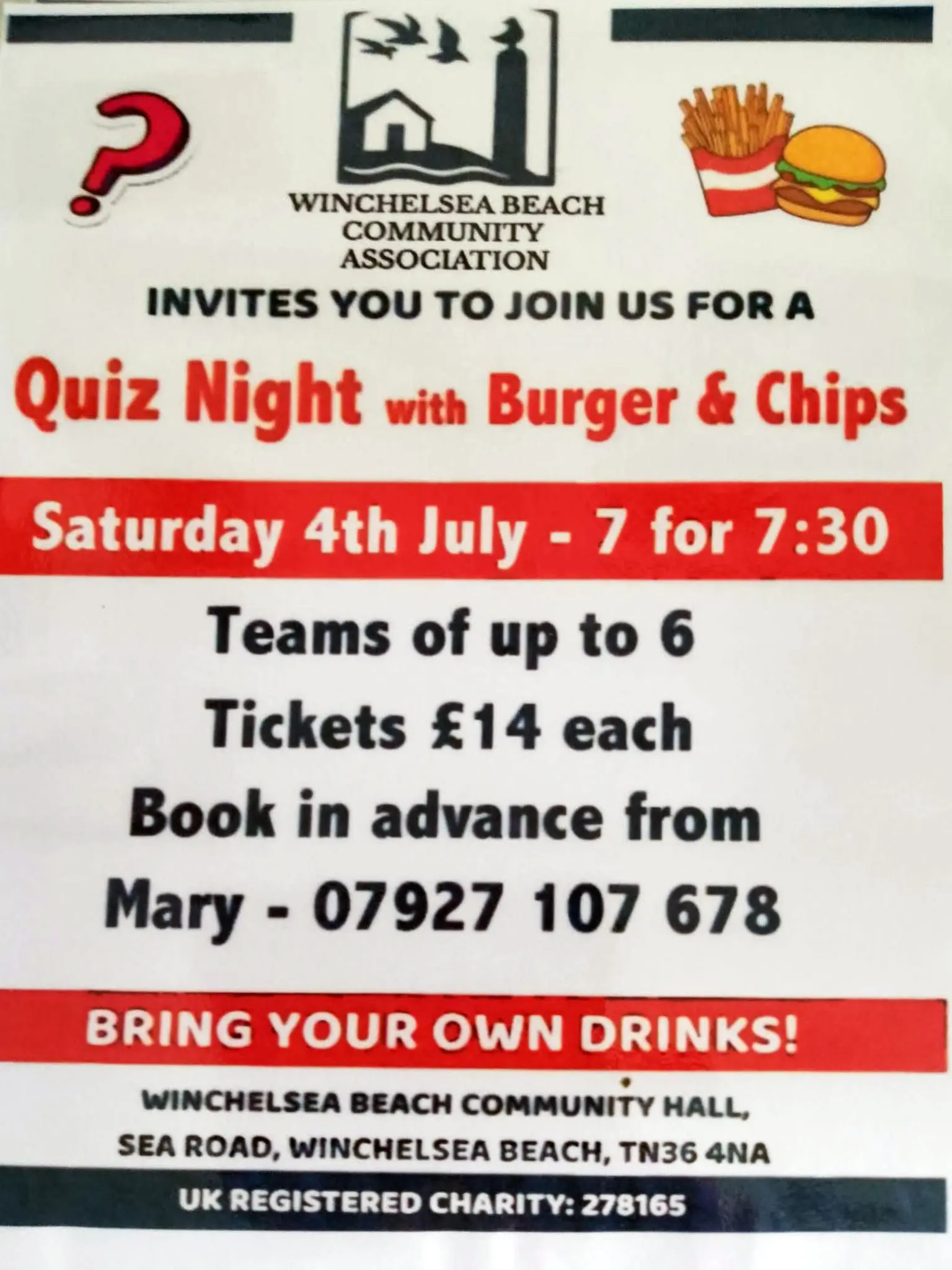Quiz Night with Burger & Chips